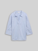 TOM TAILOR Damen Loose Fit Bluse mit Stickerei, blau, Gepunktet, Gr. 36