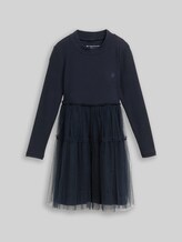 TOM TAILOR Mädchen Mini-Kleid mit Tüllrock, blau, Uni, Gr. 92/98