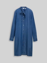 TOM TAILOR Damen Jeanskleid mit Schleifen-Detail, blau, Uni, Gr. 36