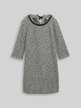 TOM TAILOR Damen Bouclé Kleid mit Schleifen-Detail, schwarz, Meliert, Gr. 38