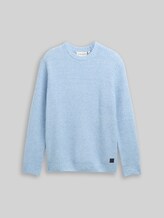TOM TAILOR Herren Strickpullover mit Wollanteil, blau, Meliert, Gr. XXL