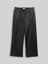 TOM TAILOR Damen Culotte Hose in Lederoptik, schwarz, Uni, Gr. 44/28