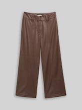 TOM TAILOR Damen Culotte Hose in Lederoptik, braun, Uni, Gr. 44/28
