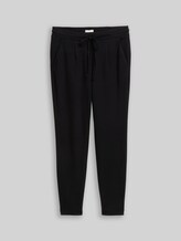 TOM TAILOR Damen Loose Slim Jacquard Hose mit Kordelzug, schwarz, Uni, Gr. 34/30