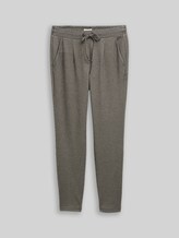 TOM TAILOR Damen Loose Slim Jacquard Hose mit Kordelzug, schwarz, Gemustert, Gr. 36/32