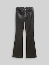 TOM TAILOR DENIM Damen Flared Hose in Lederoptik, schwarz, Uni, Gr. XL