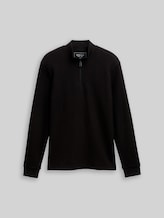 TOM TAILOR DENIM Herren Troyer Langarmshirt mit Rippstruktur, schwarz, Uni, Gr. XXL