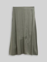 TOM TAILOR Damen High Waist Satin Midi-Rock, grün, Uni, Gr. 38