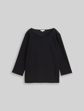 TOM TAILOR Damen Langarmshirt mit Ottoman-Struktur, schwarz, Uni, Gr. XS