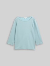 TOM TAILOR Damen Langarmshirt mit Ottoman-Struktur, grün, Uni, Gr. M