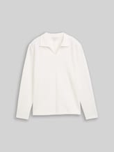 TOM TAILOR Damen Langarmshirt mit Polokragen, weiß, Uni, Gr. XXL