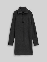 TOM TAILOR DENIM Damen Mini-Kleid mit Troyer-Kragen, grau, Meliert, Gr. XXL