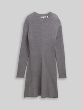 TOM TAILOR DENIM Damen Fitted Mini-Kleid aus Rippstrick, grau, Meliert, Gr. XL