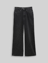 TOM TAILOR DENIM Damen TTLINOU WIDE Jeans mit Strasssteinen, schwarz, Uni, Gr. L/32