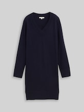 TOM TAILOR Damen Strickkleid mit Kaschmir-Anteil, blau, Meliert, Gr. 36