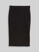 TOM TAILOR Damen Midi-Rock mit Schlitz, schwarz, Uni, Gr. 36