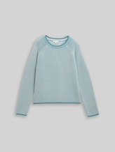 TOM TAILOR Damen Strickpullover mit Rundhalsausschnitt, blau, Meliert, Gr. XL