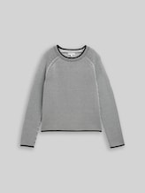 TOM TAILOR Damen Strickpullover mit Rundhalsausschnitt, schwarz, Meliert, Gr. XS