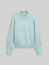 TOM TAILOR Damen Oversize Strickpullover mit Stehkragen, blau, Meliert, Gr. XL