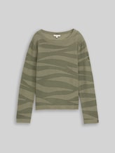 TOM TAILOR Damen Strickpullover mit Struktur, grün, Meliert, Gr. M