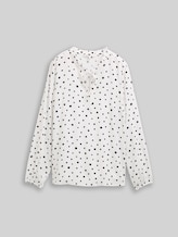 TOM TAILOR DENIM Damen Bluse mit Punktmuster, weiß, Gepunktet, Gr. XXL