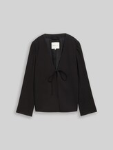 TOM TAILOR DENIM Damen Regular Fit Jacke mit Schleifen-Detail, schwarz, Uni, Gr. M