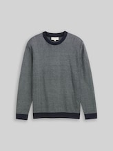 TOM TAILOR Herren Strickpullover aus Baumwolle, blau, Meliert, Gr. XXXL