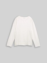 TOM TAILOR Damen Loose Fit Langarmshirt im Material-Mix, weiß, Uni, Gr. XL