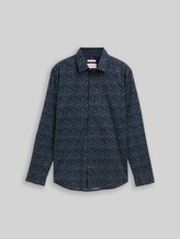 TOM TAILOR Herren Fitted Hemd mit Muster, blau, Gemustert, Gr. XXL