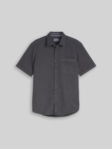 TOM TAILOR Herren Regular Fit Kurzarmhemd mit Waffelstruktur, schwarz, Uni, Gr. XXL