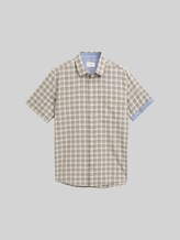 TOM TAILOR Herren Regular Fit Kurzarmhemd mit Karomuster, grün, Kariert, Gr. S