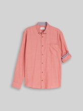TOM TAILOR Herren Regular Fit Hemd mit Turn-Up-Funktion, orange, Fischgrät, Gr. XXL