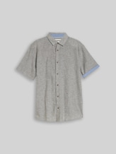 TOM TAILOR Herren Regular Fit Kurzarmhemd mit Leinenanteil, grün, Uni, Gr. L