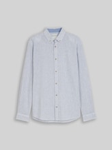 TOM TAILOR Herren Regular Fit Hemd mit Leinenanteil, weiß, Gestreift, Gr. XXL