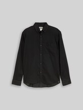 TOM TAILOR DENIM Herren Relaxed Fit Hemd mit Leinenanteil, schwarz, Uni, Gr. XXL