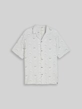TOM TAILOR DENIM Herren Relaxed Fit Resort Hemd mit Leinenanteil, grün, Palmenprint, Gr. XXL