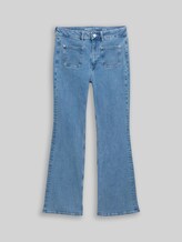 TOM TAILOR DENIM Damen TTAVA FLARED Jeans mit aufgesetzten Taschen, blau, Uni, Gr. 25/32
