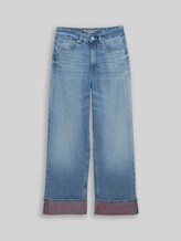 TOM TAILOR DENIM Damen TTLINOU WIDE Jeans mit Turn-Up, blau, Uni, Gr. L/32