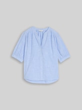 TOM TAILOR Damen Bluse aus Baumwolle, blau, Uni, Gr. 46