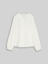 TOM TAILOR Damen Crinkle Bluse mit Bindeband, weiß, Uni, Gr. 36