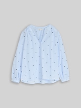 TOM TAILOR Damen Bluse mit Herz-Stickerei, blau, Gemustert, Gr. 46