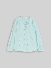 TOM TAILOR Damen Bluse mit Herz-Stickerei, blau, Gemustert, Gr. 36