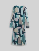 TOM TAILOR Damen Mesh Midi-Kleid mit Muster, grün, Gemustert, Gr. 36