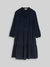 TOM TAILOR Damen Crinkle Kleid mit Volants, blau, Uni, Gr. 34