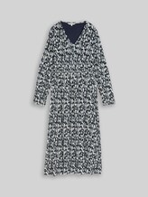TOM TAILOR Damen Crinkle Midi-Kleid mit Muster, blau, Gemustert, Gr. 34