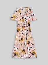 TOM TAILOR Damen Midi-Kleid mit Muster, rosa, Geblümt, Gr. 36