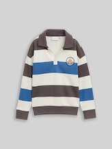TOM TAILOR Jungen Oversize Sweatshirt mit Polokragen, weiß, Gestreift, Gr. 92/98