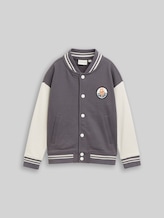 TOM TAILOR Jungen Oversize Sweatjacke mit Bomberkragen, grau, Uni, Gr. 92/98