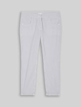 TOM TAILOR Damen Tapered Relaxed Hose mit Streifenmuster, weiß, Gestreift, Gr. 46/28