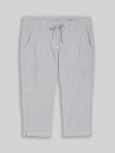 TOM TAILOR Damen Tapered Relaxed Capri Hose mit Kordelzug, blau, Gestreift, Gr. 34